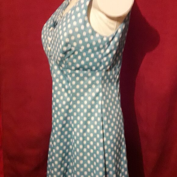 Vintage 70s Polka Dot Mini Dress, Built-In Bra, "Linda Originals" Montreal, XS - Picture 2 of 9